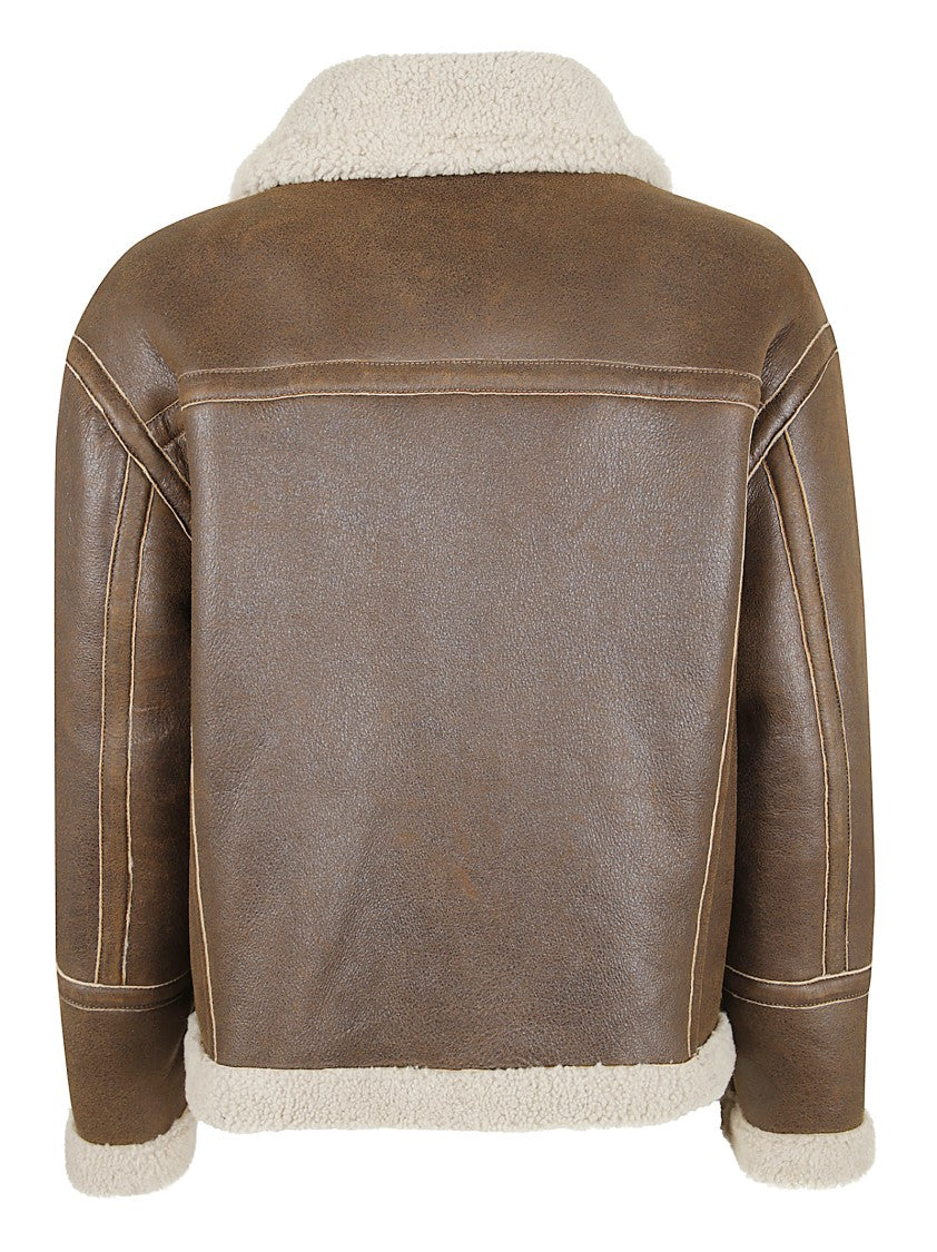 Salvatore Santoro Shearling Brown Leather Jacket With Plush Interior
