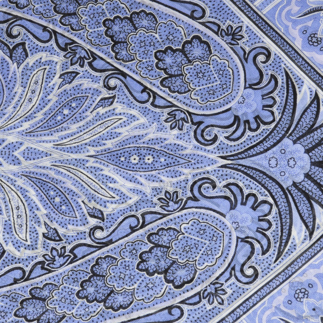 Etro Light Blue Silk Shawl With Paisley Print