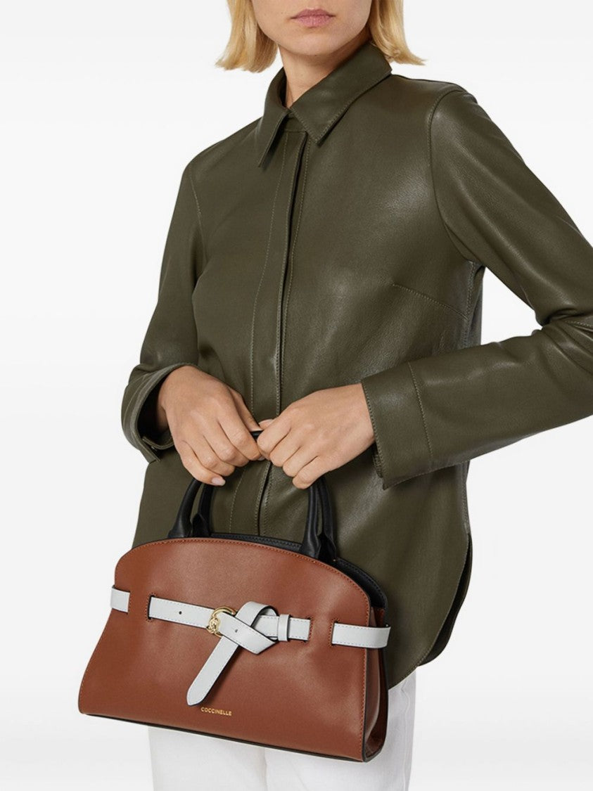 Coccinelle Structured Brown Handbag With Black Accents