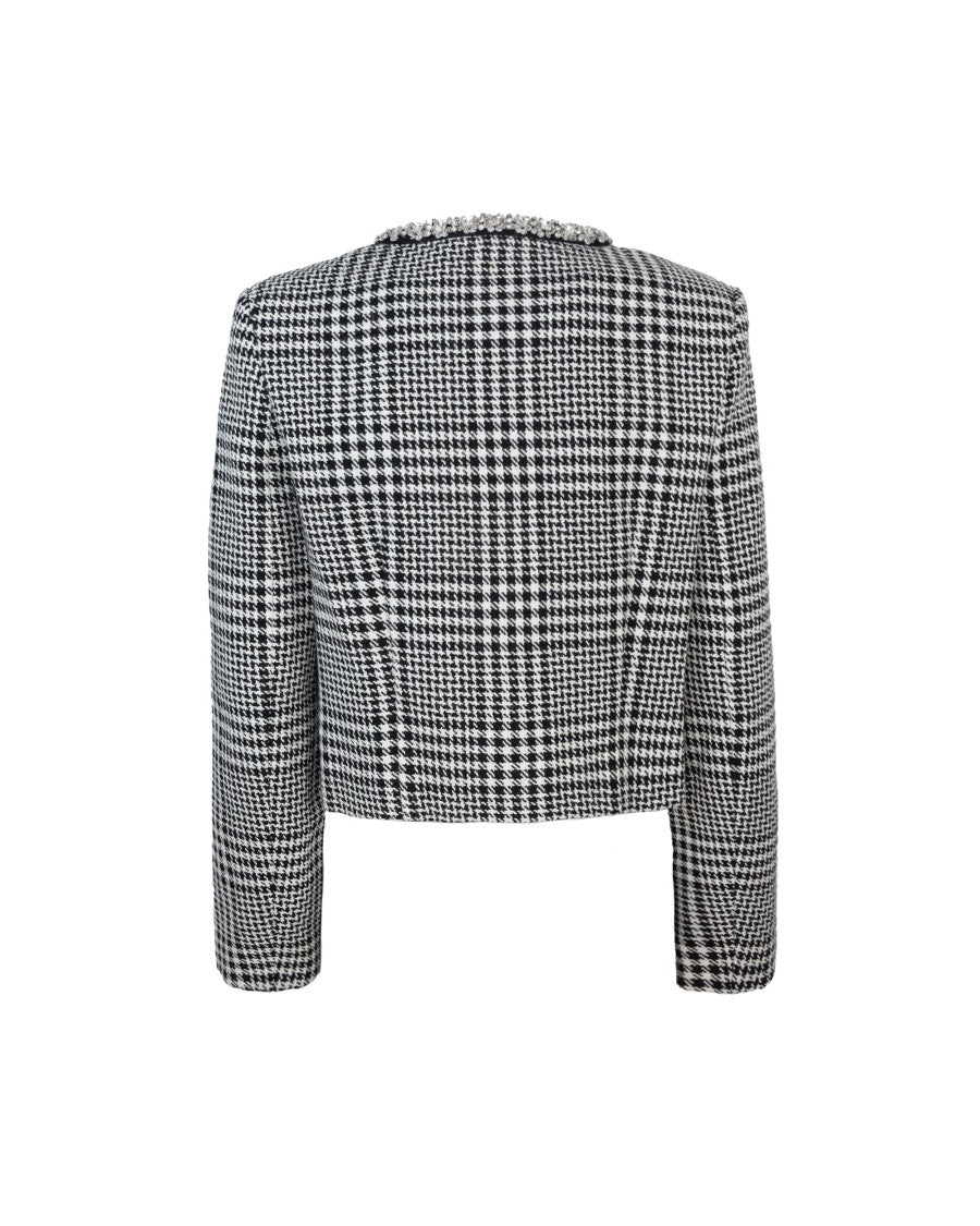Self-Portrait Houndstooth Crystal Trim Jacket
