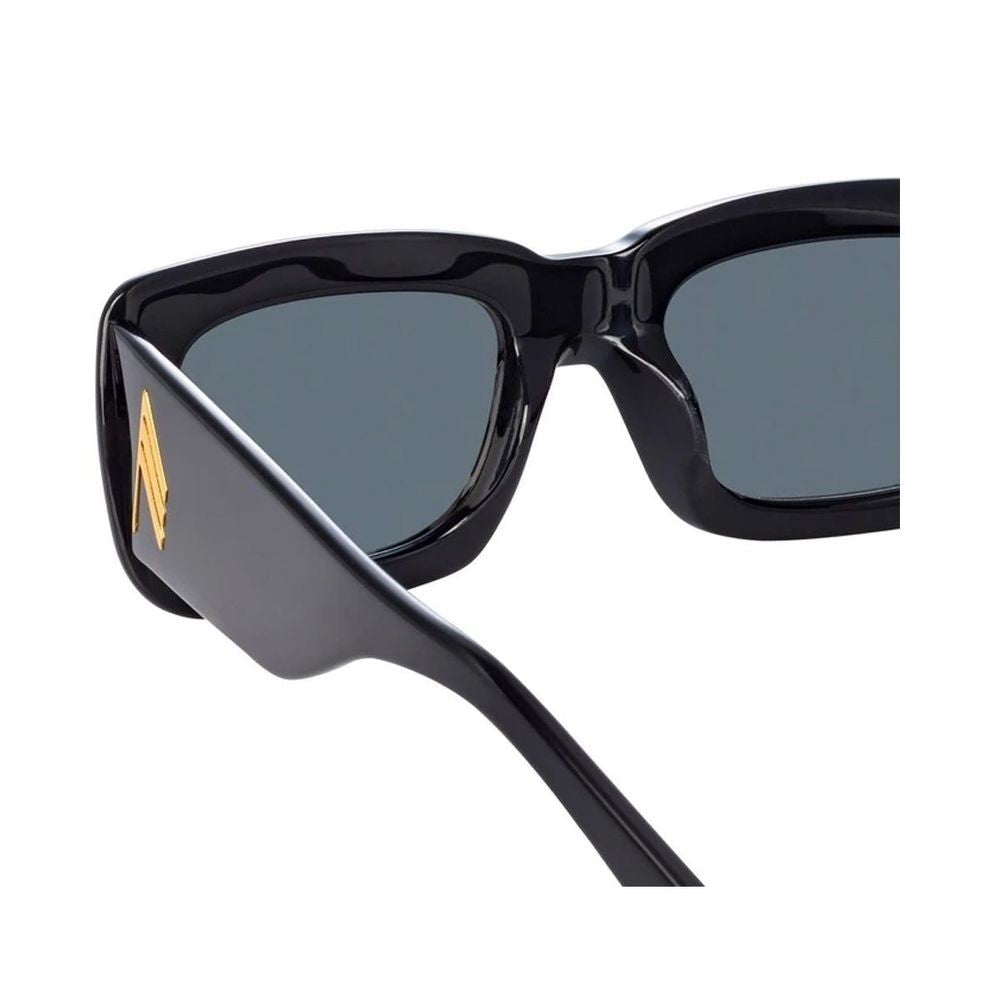 The Attico Marfa C1 Glossy Black Rectangular Sunglasses