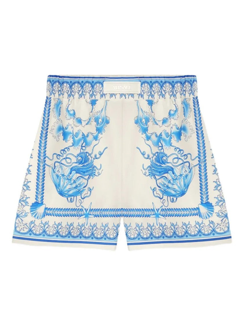Versace `Underwater Barocco Bicolour Foulard` Shorts