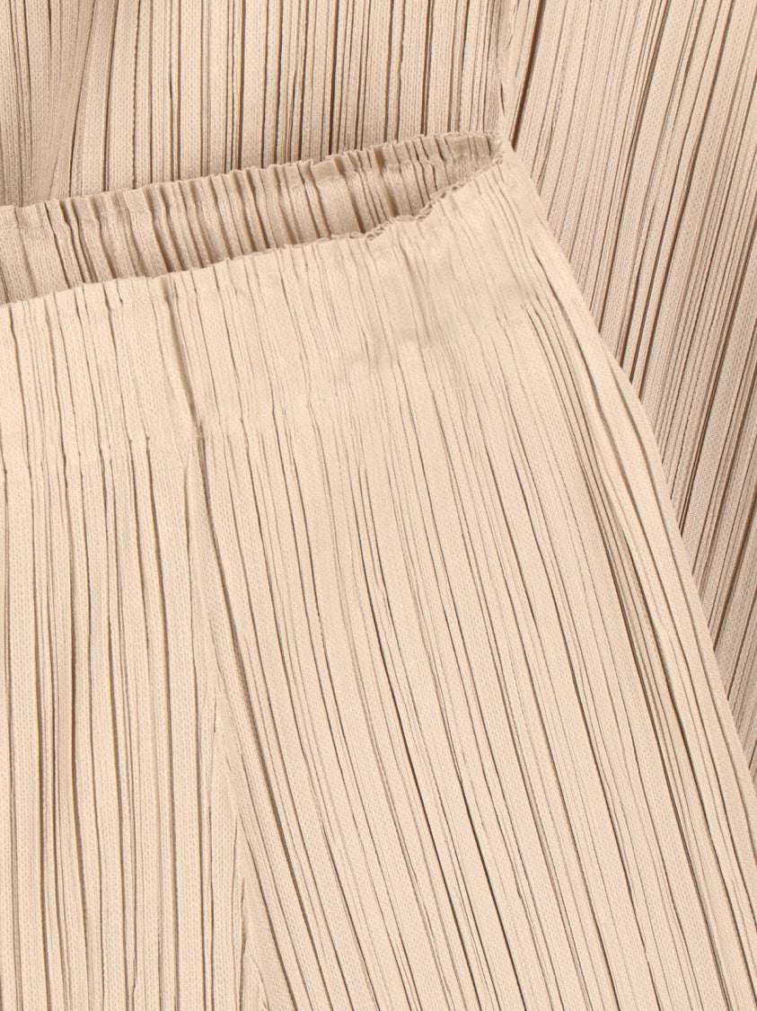 Pleats Please Wide-Leg Cropped Trousers In Finely Pleated Fabric