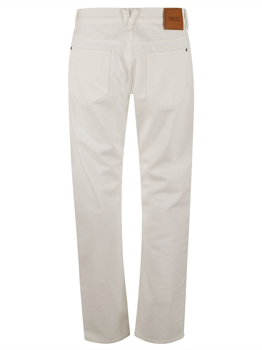 Versace Straight-Leg White Denim Jeans With Design
