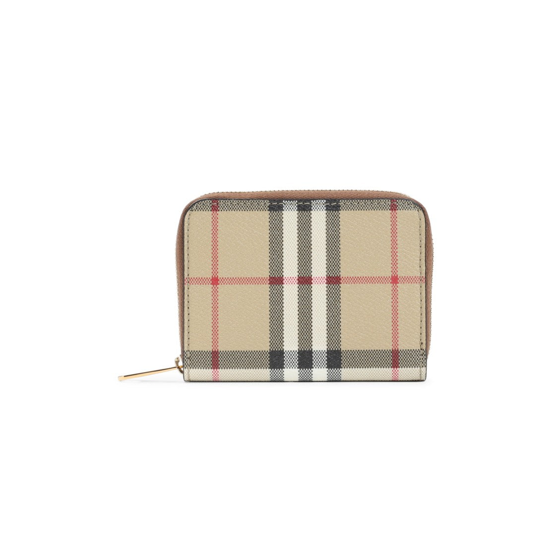 Burberry Structured Check Pattern Wallet With Zip Closure