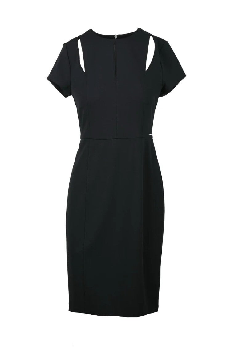 Calvin Klein Black Polyester Elastane Women's Sheath Dress