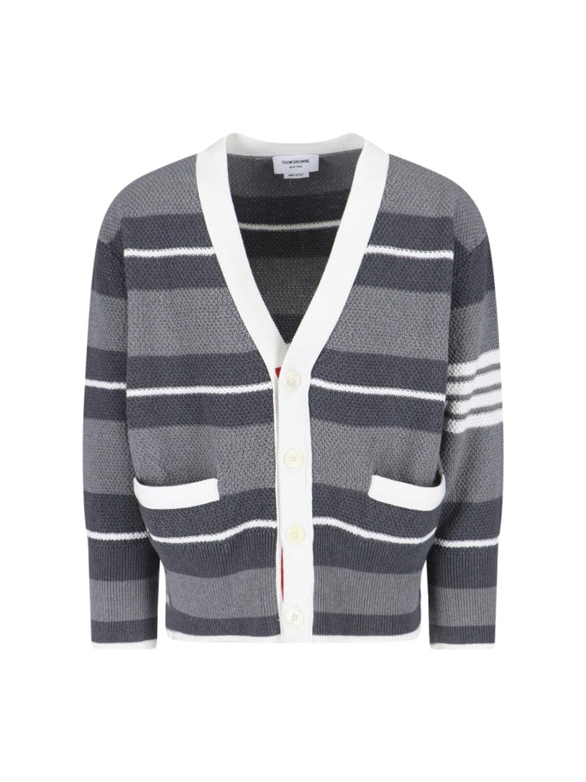 Thom Browne Striped Cardigan – Grey
