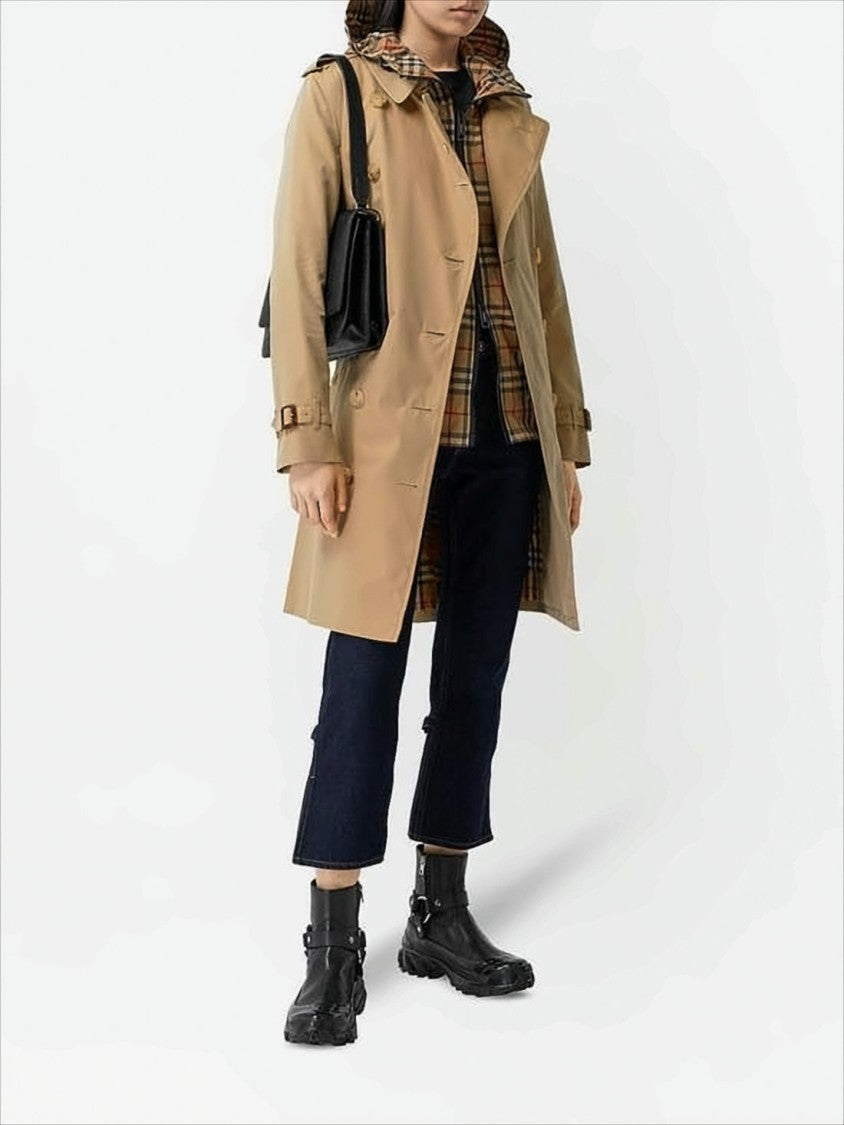 Burberry Double-Breasted Trench Coat With Distinctive Check Hood