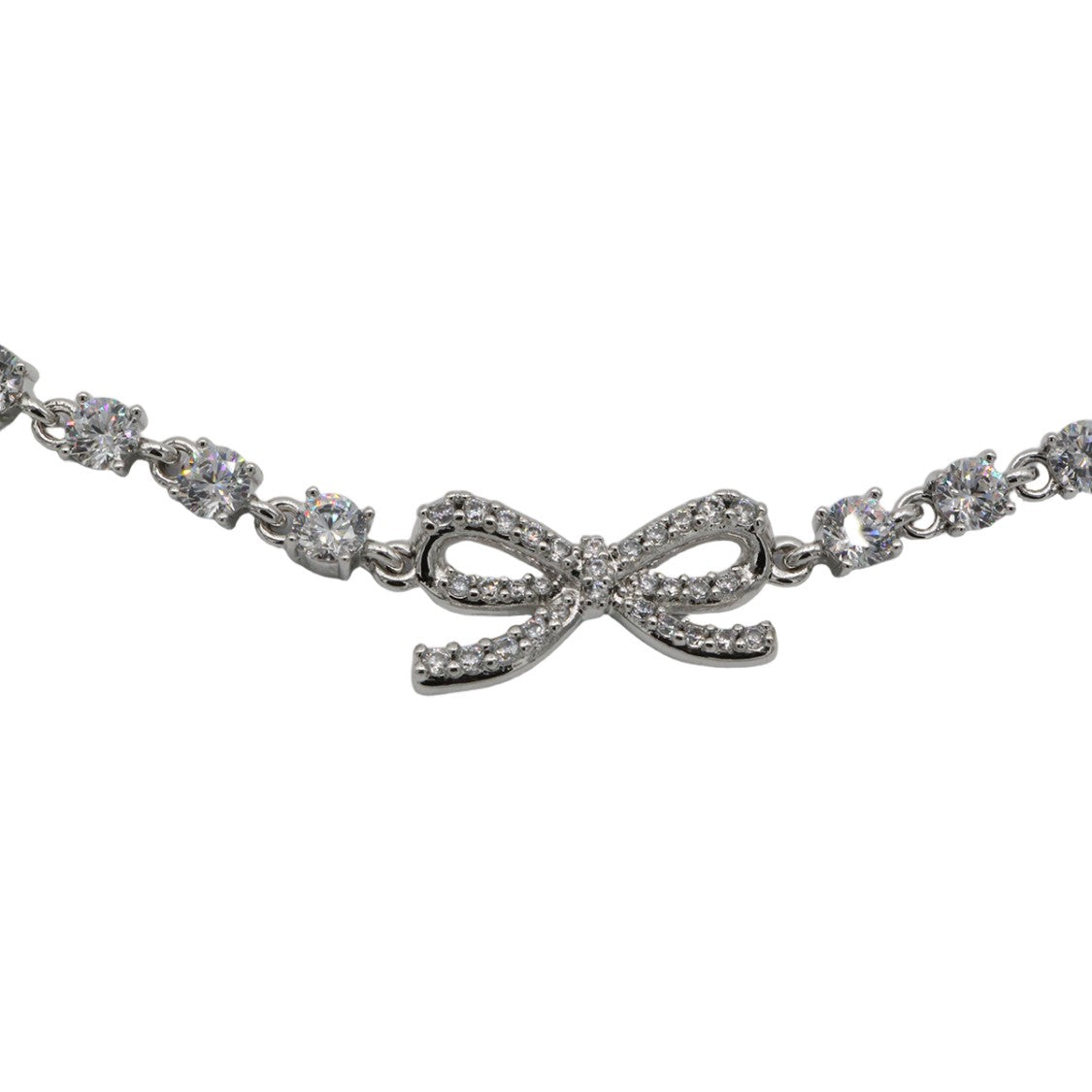 Self-Portrait Silver Necklace With Bow-Shaped Charms