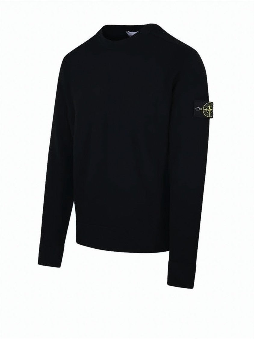 Stone Island Classic Crew Neck Black Knit Sweater
