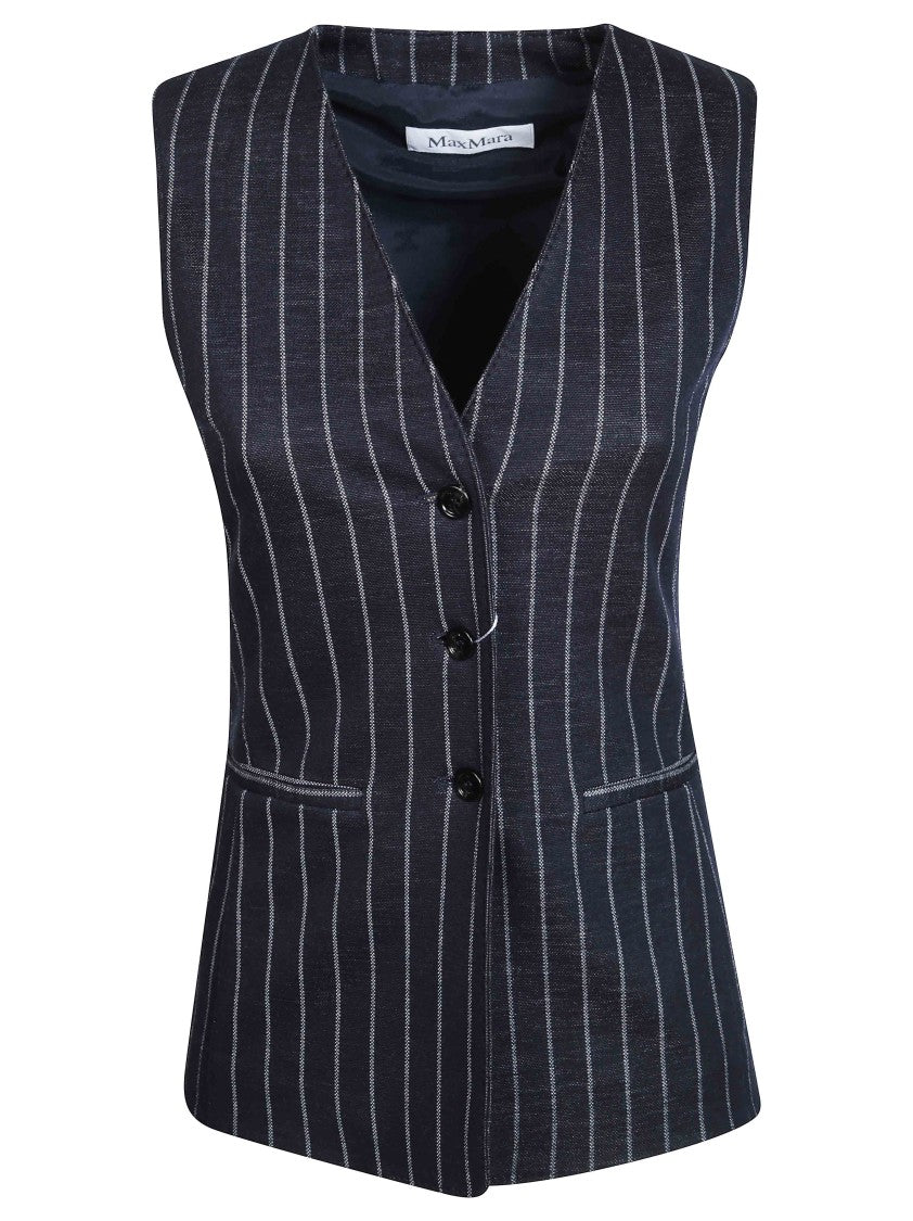 Max Mara Tailored Blue Pinstripe Vest