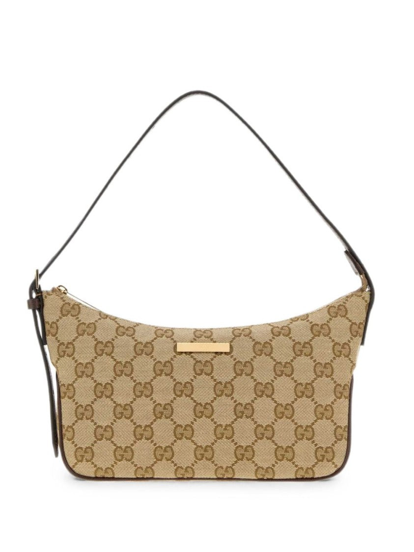 Gucci Rectangular Leather-Trimmed Monogram Shoulder Bag