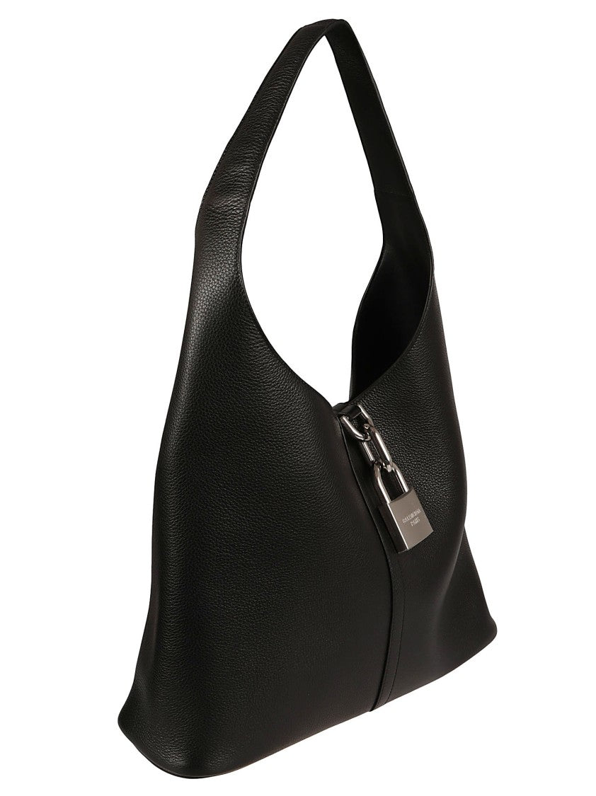 Balenciaga Elegant Black Shoulder Bag With Textured Leather