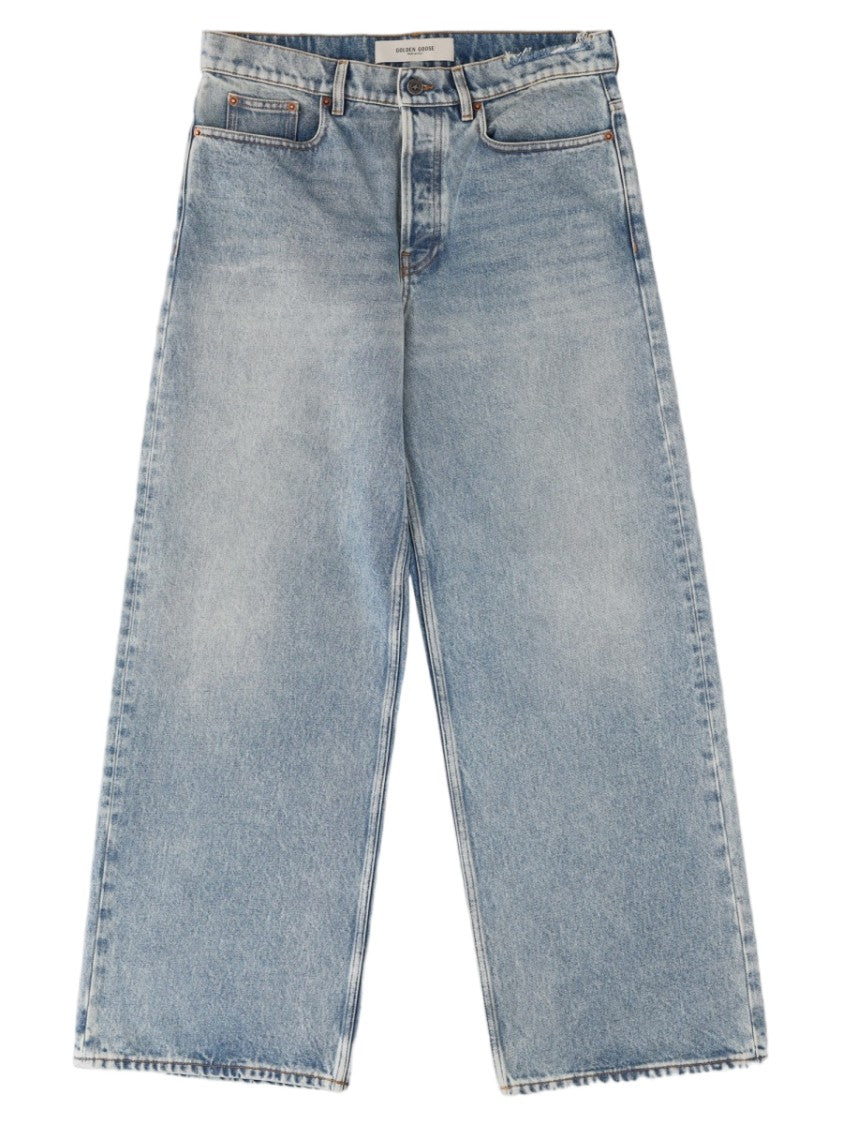 Golden Goose Relaxed Wide-Leg Light Blue Cotton Jeans