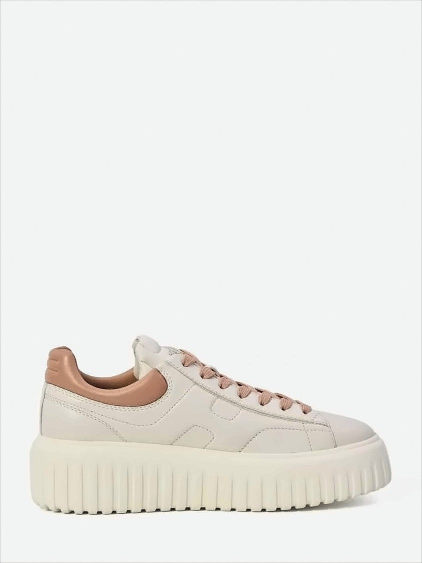 Hogan Ivory Leather Lace-Up H-Stripes H Shoes