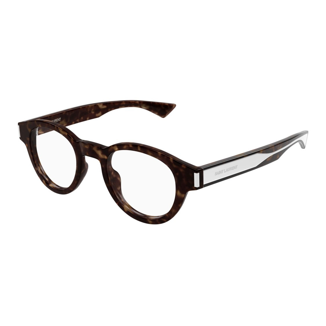 Saint Laurent Sl 792 Rounded Tortoiseshell Acetate Eyeglasses With Contrasting Temples