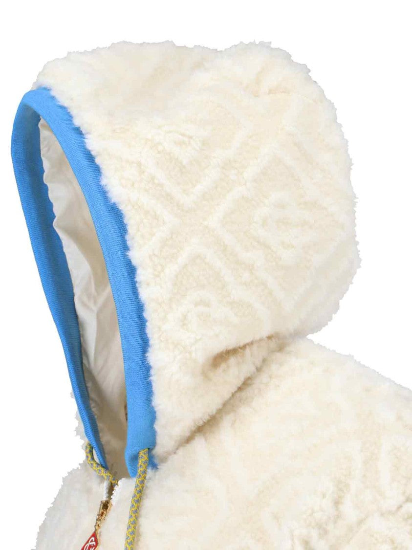 Casablanca Jacquard "Monogram" Fleece Jacket – White And Blue