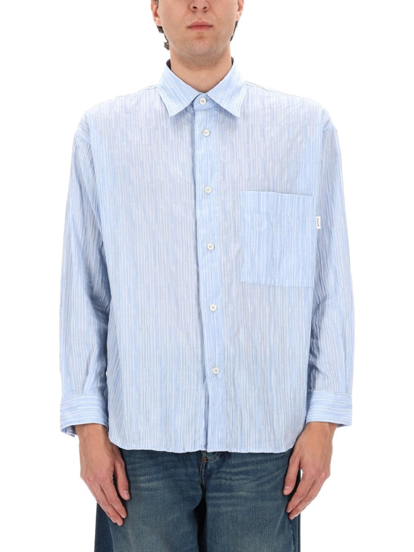 Amish Crinckle Relaxed Fit Vertical Stripes Shirt