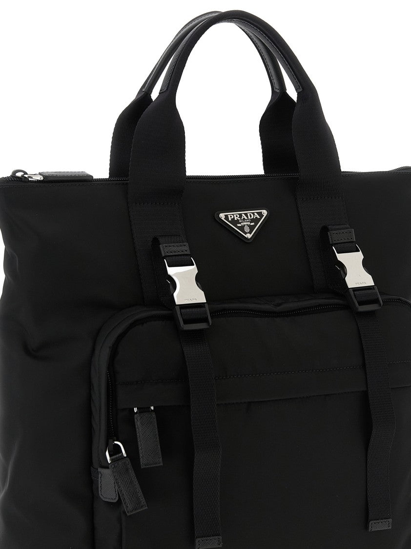 Prada Re-Nylon And Saffiano Backpack Shopping Bag