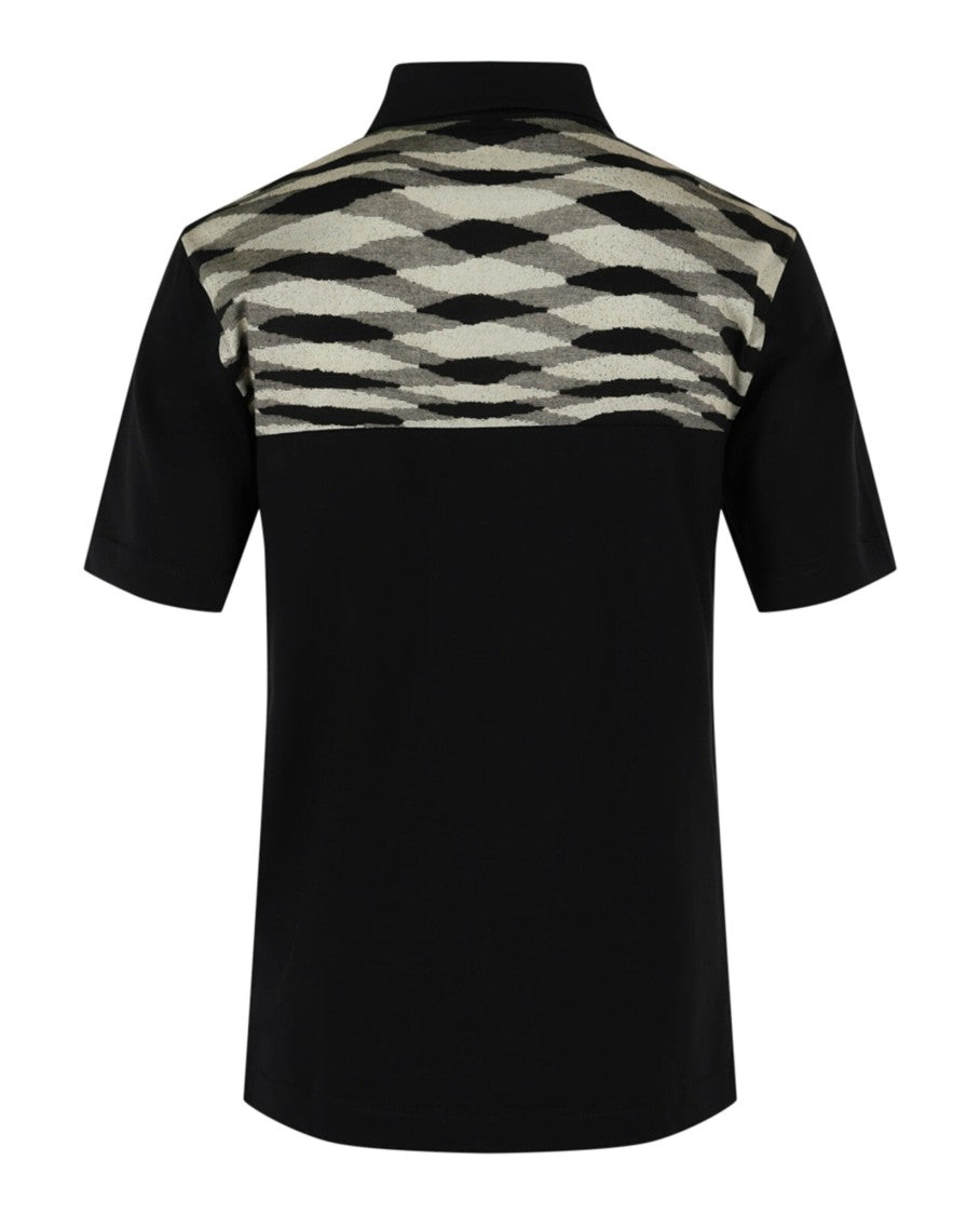 M Missoni Contrasting-Collar Polo Shirt With Geometric Motifs