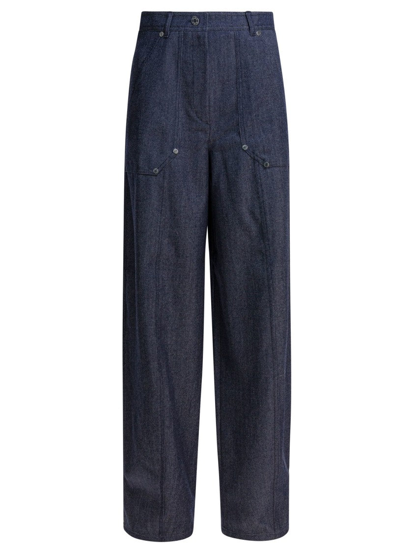 Max Mara Denim-Effect Wool Pants With High Waist