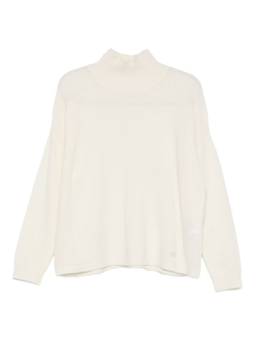 Liu Jo High Neck White Wool Sweater