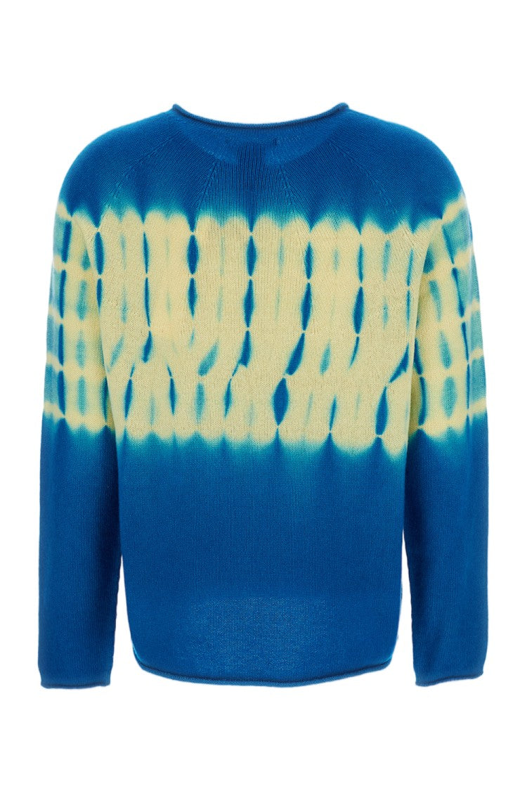 Suzusan Shibori-Effect Cashmere Crew Neck Pullover
