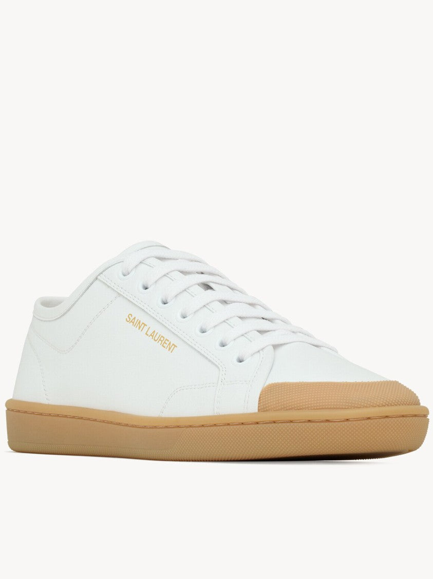 Saint Laurent White Gym Low-Top Leather Sneakers