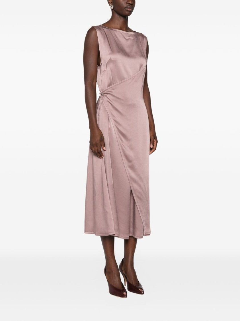 Lanvin Asymmetrical Midi Dress With Draped Design And Gathered Detail
