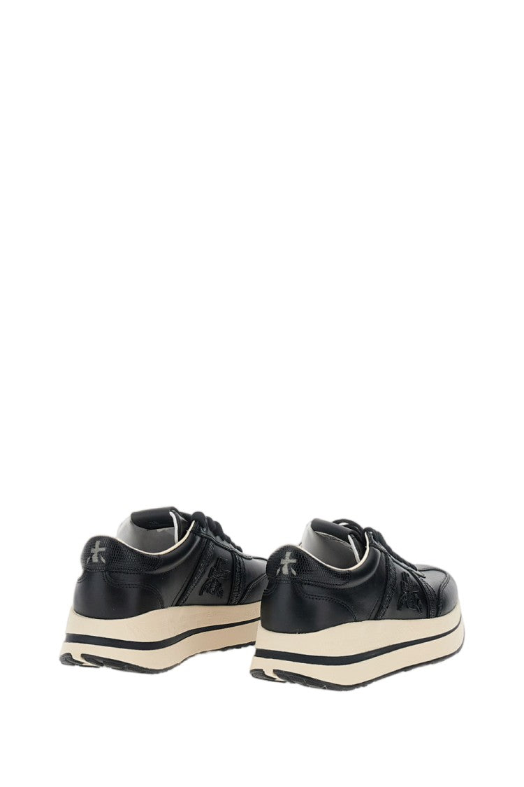 Premiata Black Bethcoin 8503 Embossed Leather Platform Sneakers