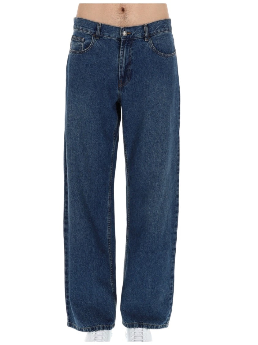 Palm Angels Denim Curved Logo Wide-Leg Jeans