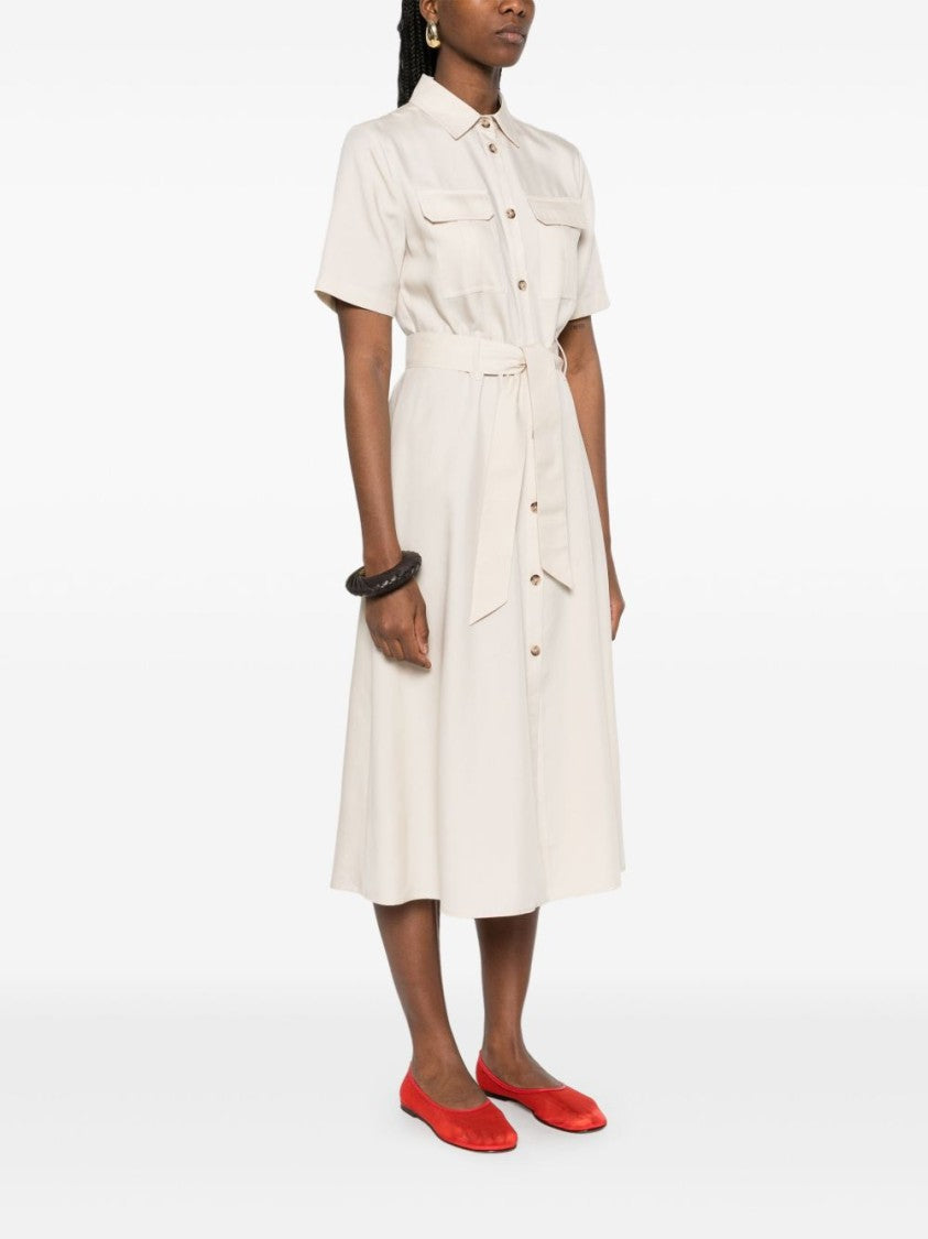 Woolrich Belted Midi Dress With Button-Down Front