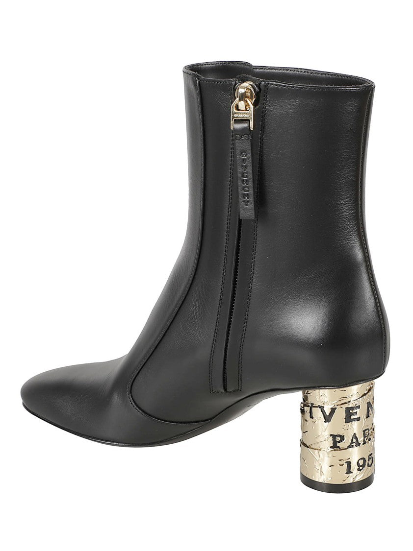 Givenchy Polished Leather Block-Heel Ankle Boots