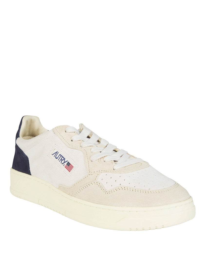 Autry Off-White Medalist Low Navy Suede Sneakers