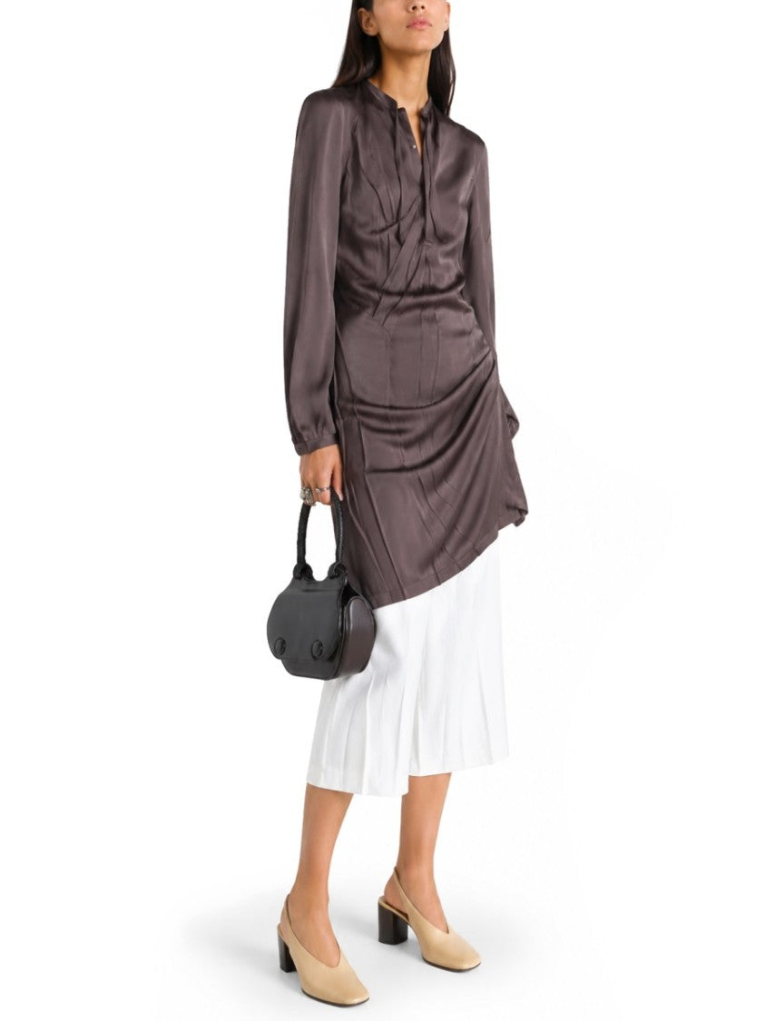 Lemaire Asymmetrical Pleated Viscose Mini Dress