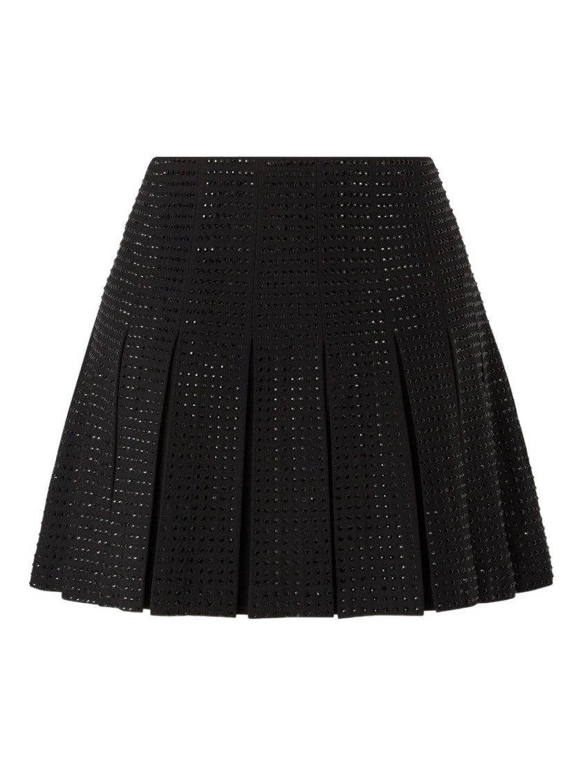 Pinko Flared Pleated Mini Skirt With Perforated Texture