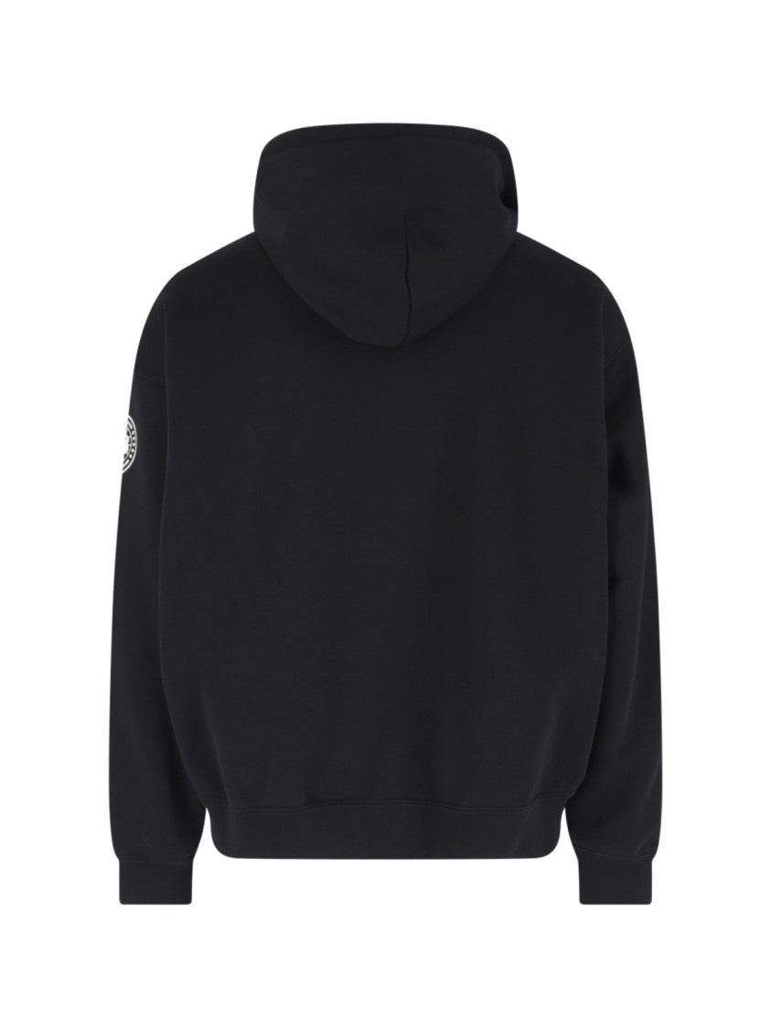 Canada Goose Black Cropped Zip-Up Cotton Logo Hoodie
