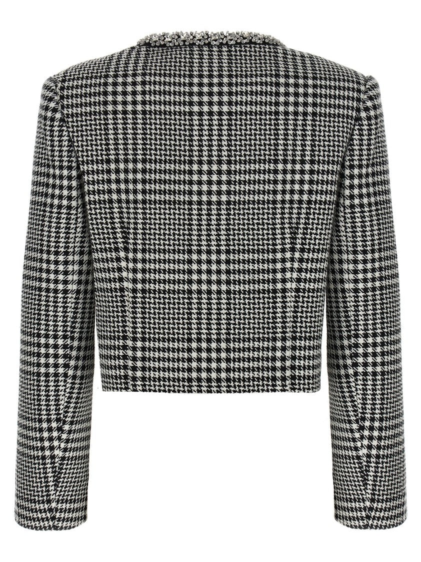 Self-Portrait Houndstooth Crystal Trim' Blazer