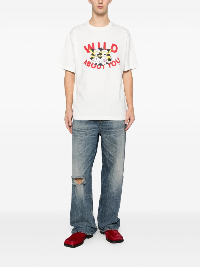 Kenzo Graphic White T-Shirt With Playful Tiger Design