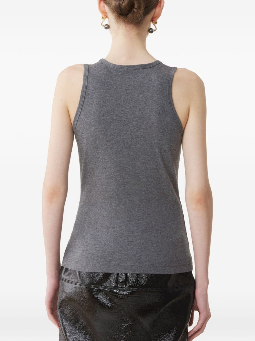 Lanvin Sleeveless Fitted Top With Embroidered Emblem