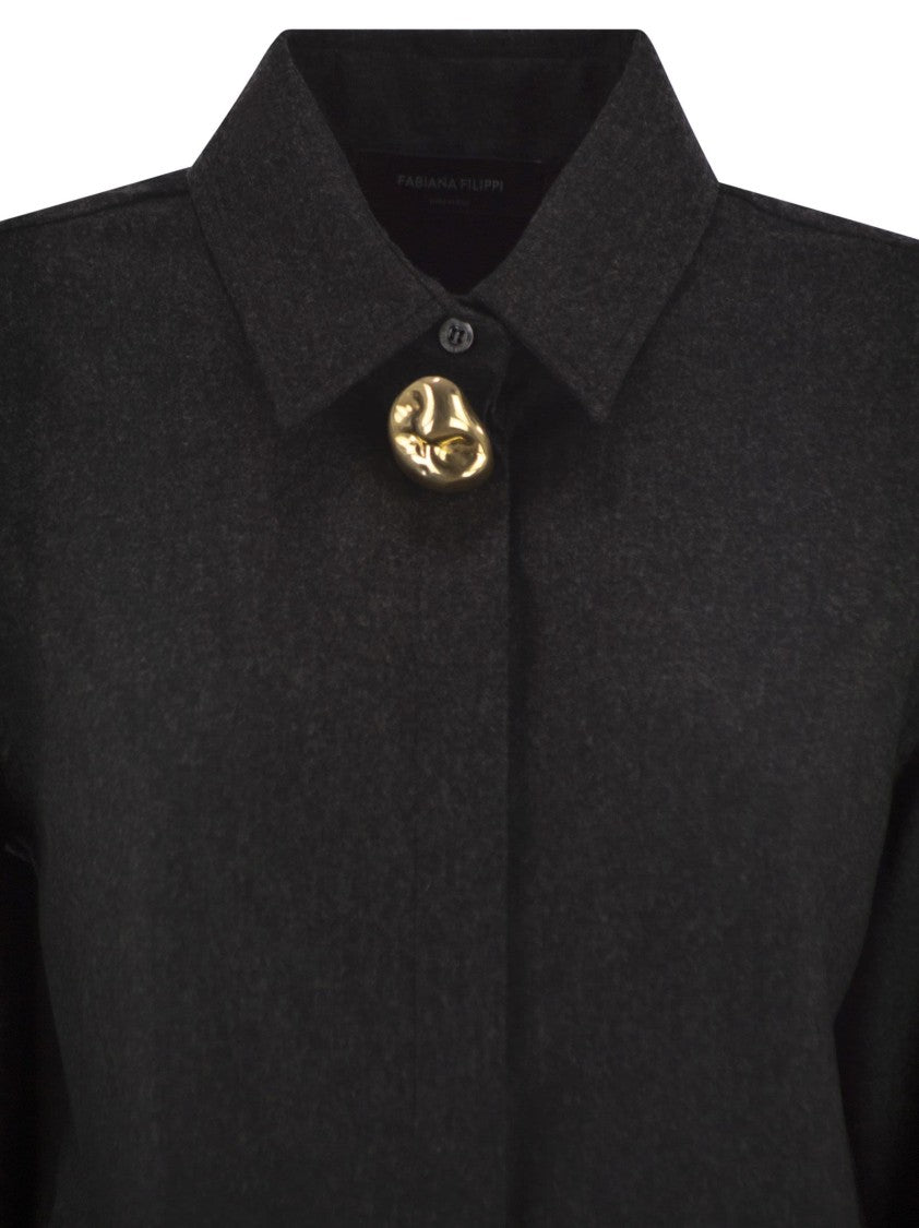 Fabiana Filippi Virgin Wool Shirt With Houndstooth Detail