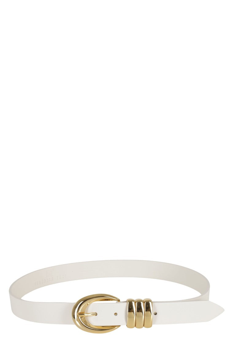 Federica Tosi Butter And Gold Emily Metallic Buckle Leather Belt