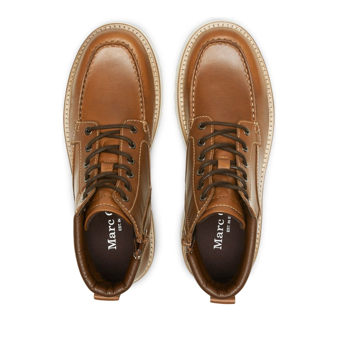Marc O'polo Brown Jack 11A Leather Lace-Up Side Zip Boots