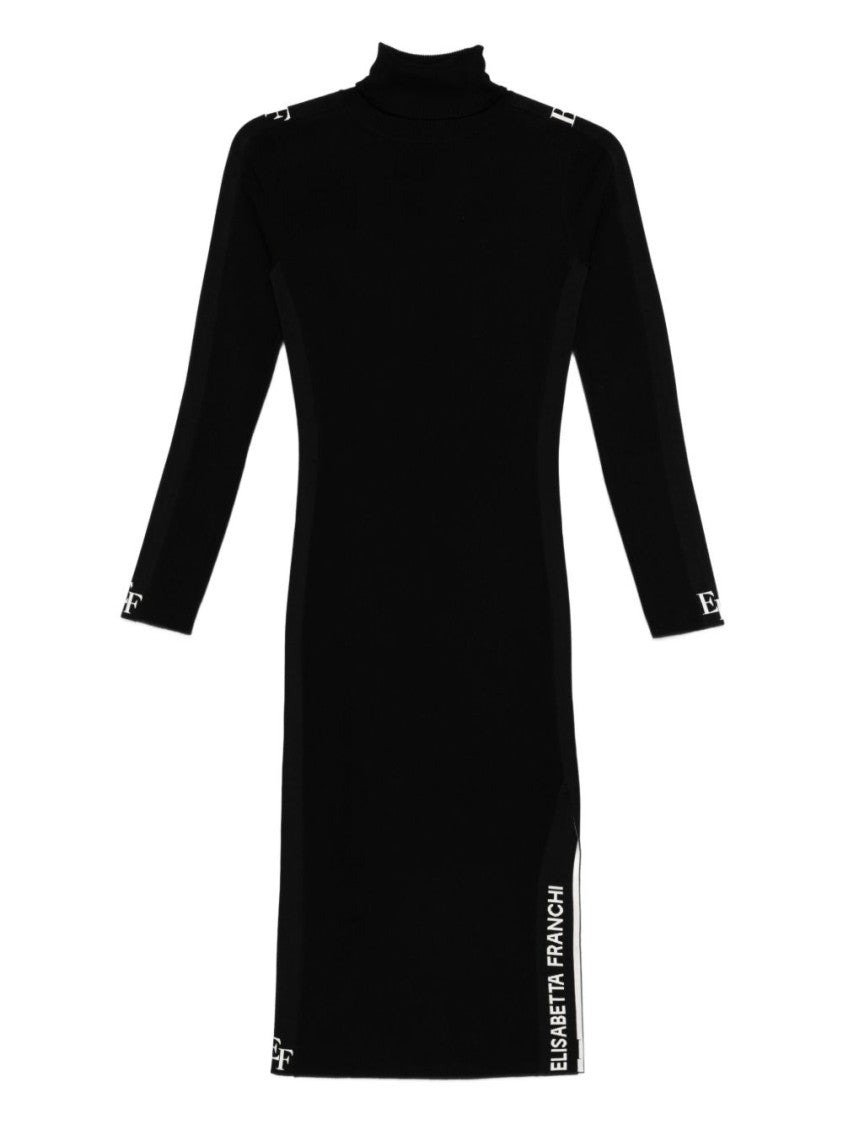 Elisabetta Franchi Form-Fitting Black Midi Dress