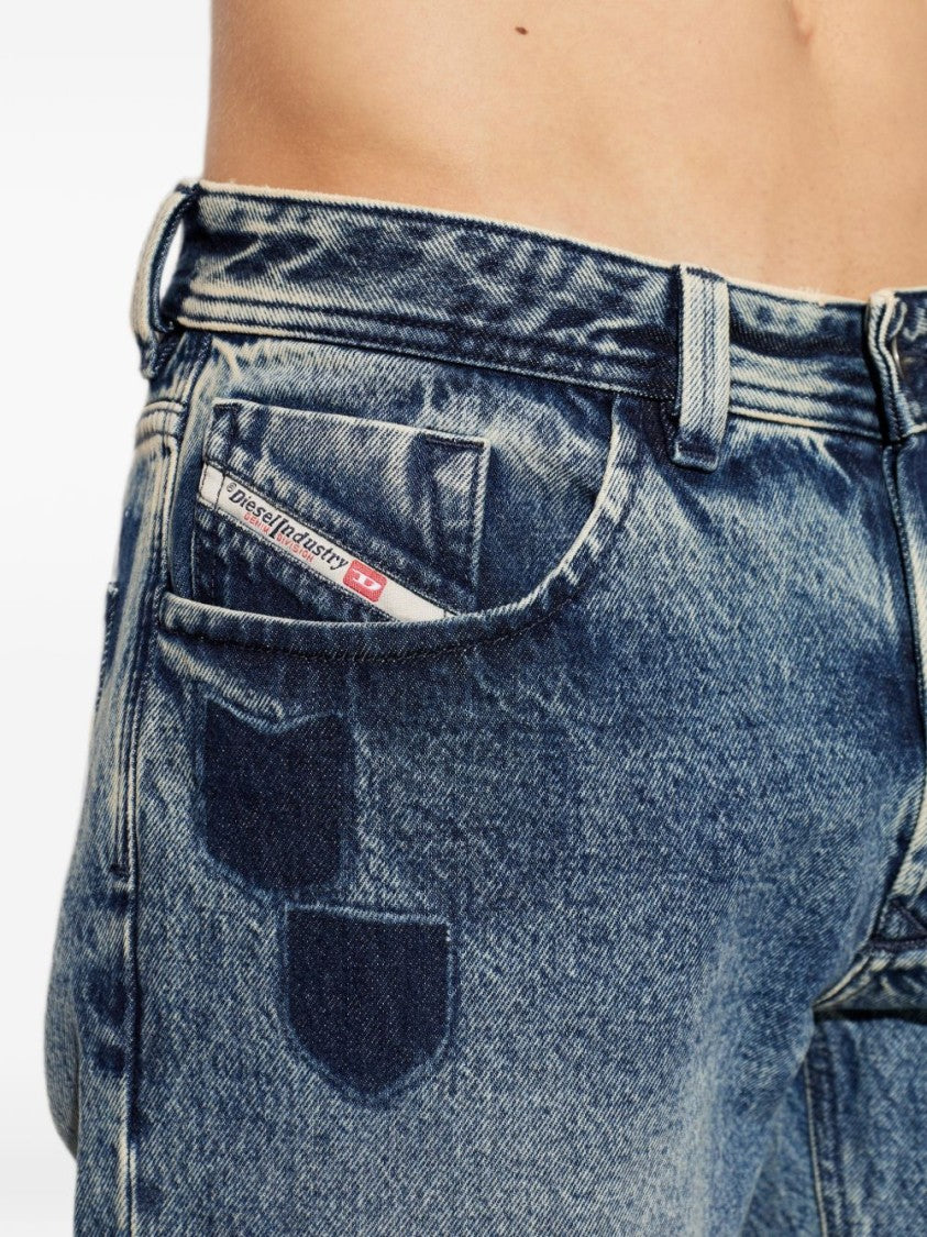 Diesel Blue Straight-Leg Vintage Whiskering Jeans