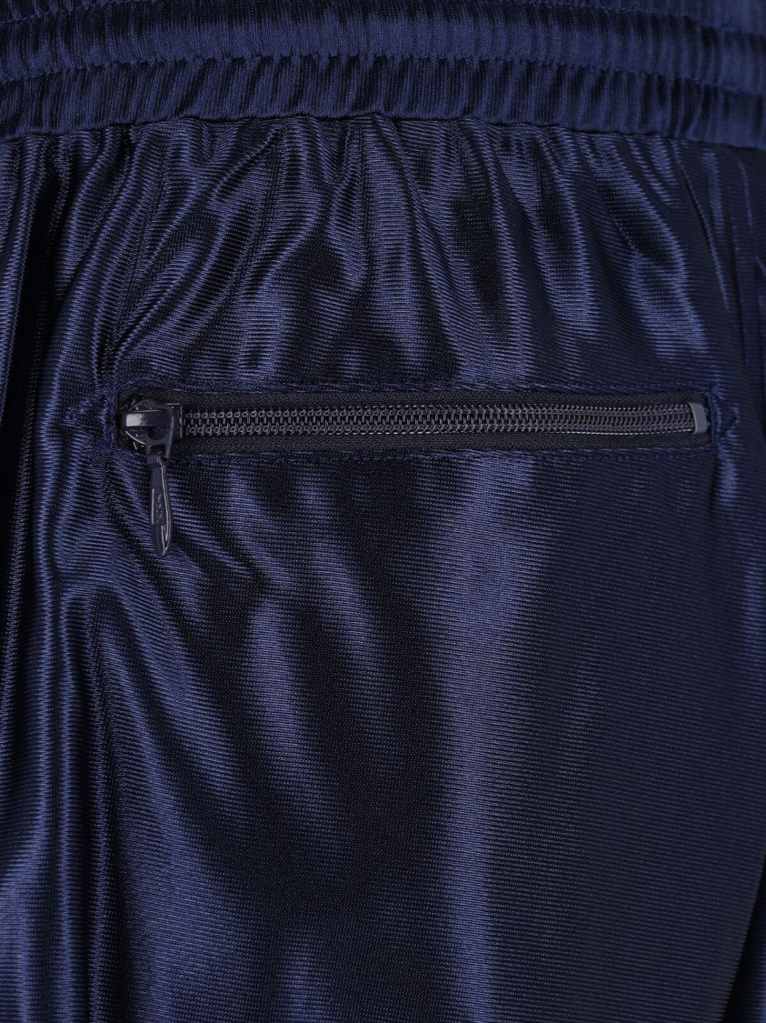 Needles Blue Satin Embroidered Logo Sweatpants