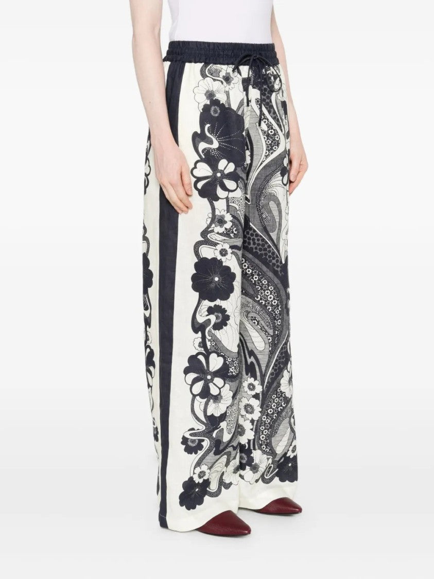 Alemais Floral-Print Linen Trousers