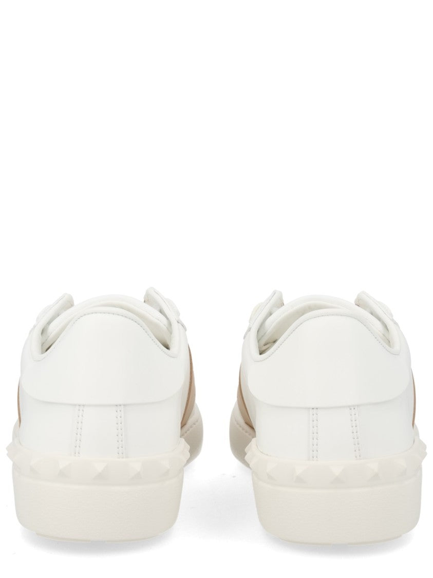 Valentino Garavani Open Beige Strap Studded Leather Sneakers