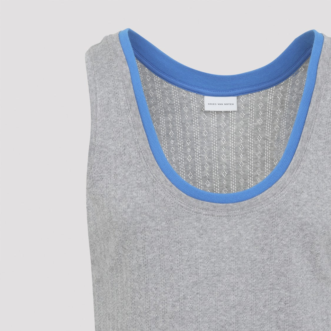 Dries Van Noten Sleeveless Light Grey Cotton Top
