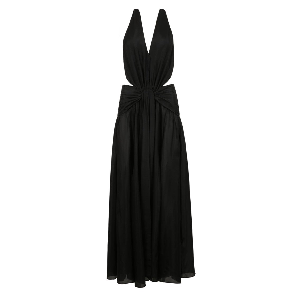 Zimmermann Rhiannon Plunge Halter Maxi Dress In Habutae Silk